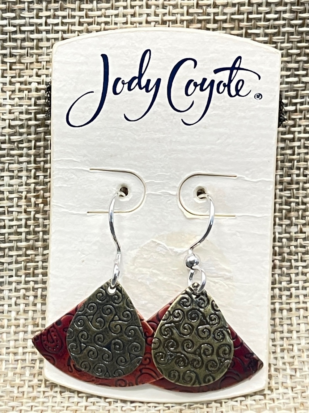 Jody Coyote Festival Red Bronze Layered Dangle Earrings NWT Hypoallergenic
